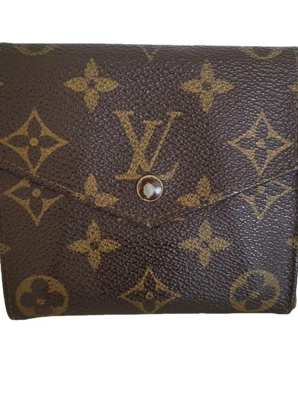 Authentic Vintage Louis Vuitton Monogram Elise Compact Trifold Wallet Brown
